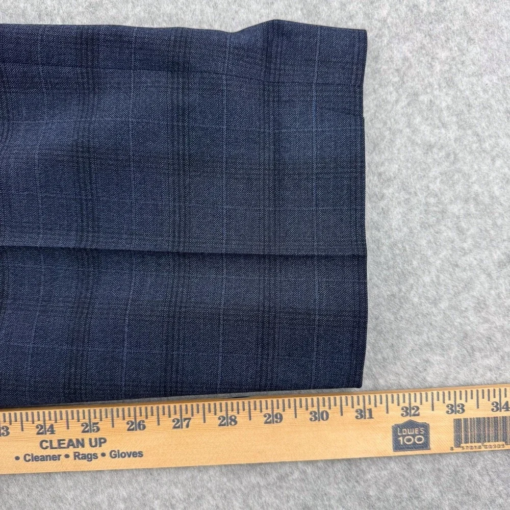 Hart Schaffner Marx Dress Pants Mens 48x31 Blue Plaid Wool Stretch Classic‎